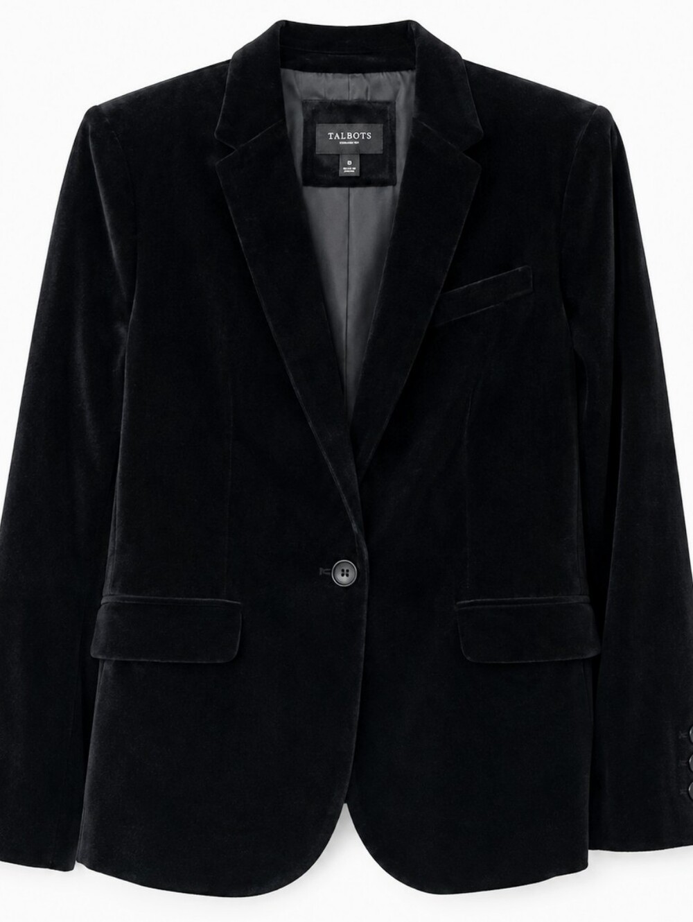 Talbots Black Velvet Single-Button Blazer
